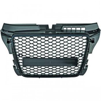 Badgeless Front Grille suitable for Audi A3 8P Facelift (2007-2012) RS Design Honeycomb Black Grille With PDC Covers