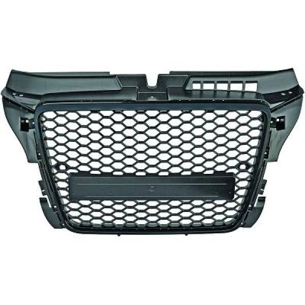 Badgeless Front Grille suitable for Audi A3 8P Facelift (2007-2012) RS Design Honeycomb Black Grille With PDC Covers