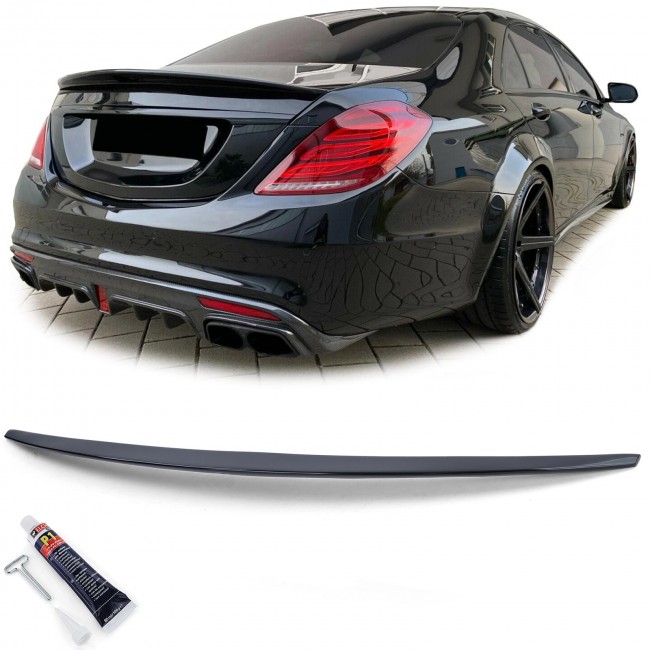 Trunk Spoiler suitable for Mercedes S-Class W222 (2014-2020) Sport Rear Lip Piano Black