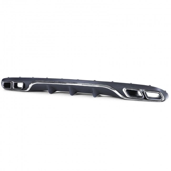 Galinio bamperio difuzorius su duslintuvo antgaliais skirtas Mercedes E-Class W213 S213 Standard (2016-2019) E63 Design Chrome Edition