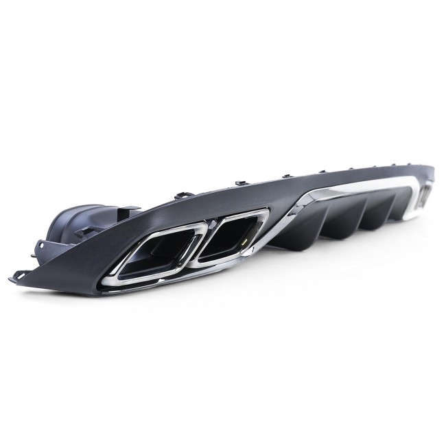 Galinio bamperio difuzorius su duslintuvo antgaliais skirtas Mercedes E-Class W213 S213 Standard (2016-2019) E63 Design Chrome Edition