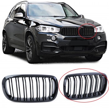LEFT SIDE Central Grilles Kidney suitable for BMW X5 F15 X6 F16 (2014-2018) X5M X6M Double Stripe Design M-Package Sport