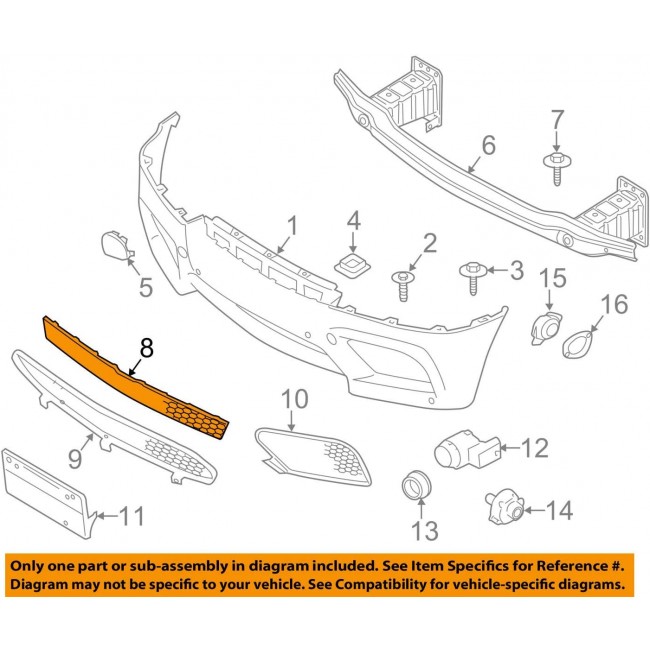 BMW Genuine Grille Front Upper Middle E70/E71 X5 M/X6 M 51117205559 