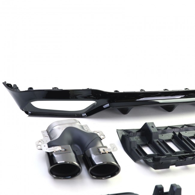 Galinio bamperio difuzorius su duslintuvo antgaliais skirtas Mercedes E-Class W213 (2016-2019) E53 Design Night Package
