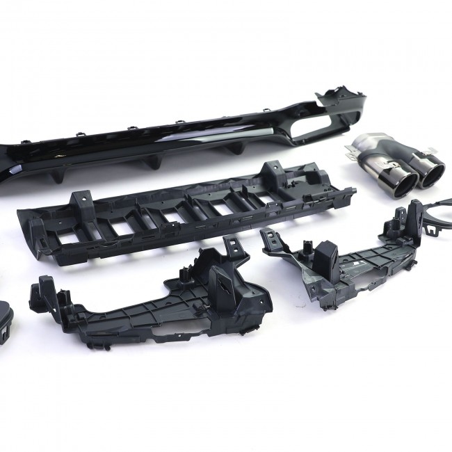 Galinio bamperio difuzorius su duslintuvo antgaliais skirtas Mercedes E-Class W213 (2016-2019) E53 Design Night Package