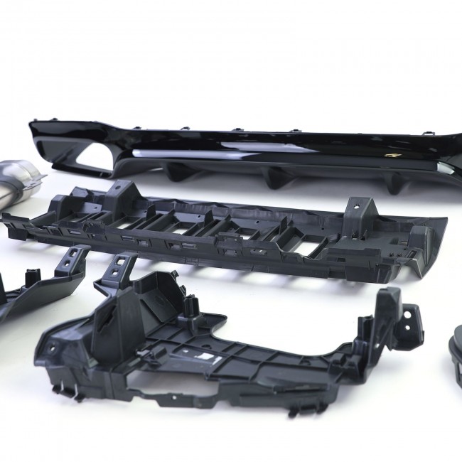 Galinio bamperio difuzorius su duslintuvo antgaliais skirtas Mercedes E-Class W213 (2016-2019) E53 Design Night Package