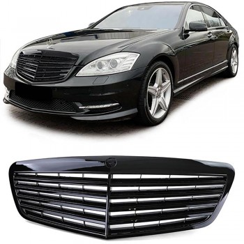 Front Grille suitable for Mercedes S-Class W221 Facelift (2010-2013) S63 S65 Design Piano Black