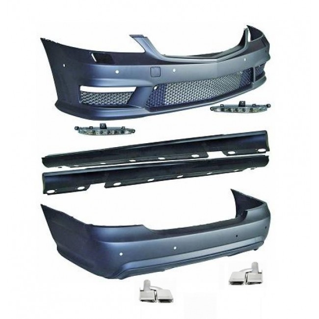 Complete Body Kit suitable for Mercedes S-Class W221 (2005-2013) LWB with Exhaust Muffler Tips S63 S65 Design