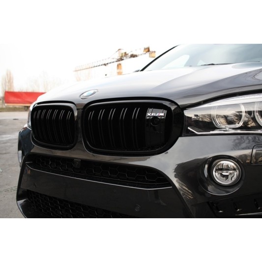 Central Grilles Kidney suitable for BMW X5 X6 F15 F16 (2014-up) X5M X6M Double Stripe Design M-Package Sport with Camera