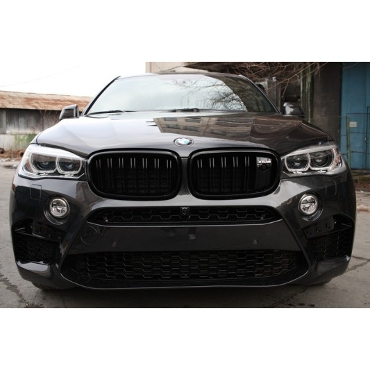 Central Grilles Kidney suitable for BMW X5 X6 F15 F16 (2014-up) X5M X6M Double Stripe Design M-Package Sport with Camera
