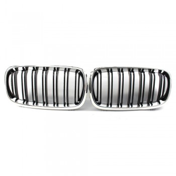 GRILLE FITS FOR BMW X5 / X6 F15 F16 SPORT DOUBLE SLAT CHROME BLACK 