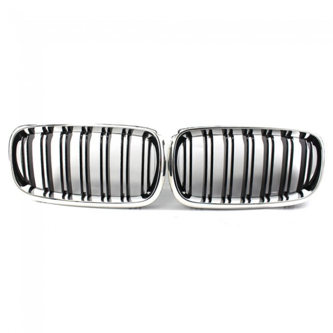 GRILLE FITS FOR BMW X5 / X6 F15 F16 SPORT DOUBLE SLAT CHROME BLACK 