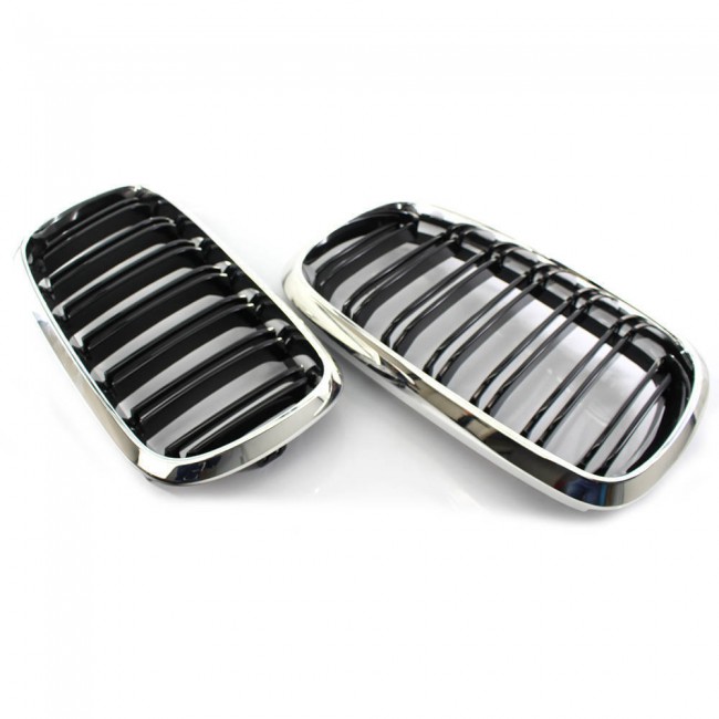 GRILLE FITS FOR BMW X5 / X6 F15 F16 SPORT DOUBLE SLAT CHROME BLACK 