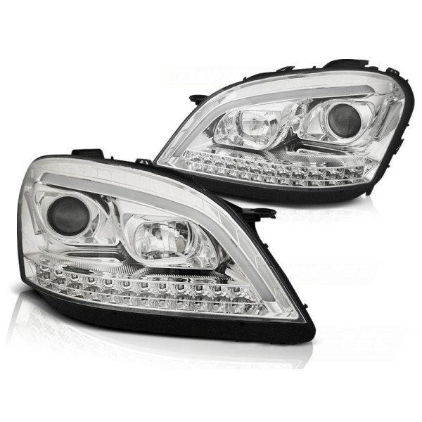 Headlights Tube Light suitable for Mercedes M-Class W164 (2005-2008) Chrome with Dynamic Turn Signals