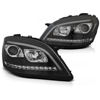 Headlights Tube Light suitable for Mercedes M-Class W164 (2005-2008) Black with Dynamic Turn Signals