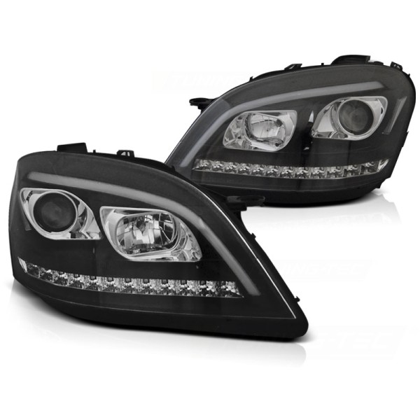 Headlights Tube Light suitable for Mercedes M-Class W164 (2005-2008) Black with Dynamic Turn Signals