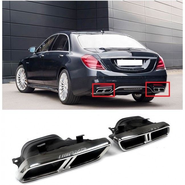 Exhaust Muffler Tips for Mercedes S-Class W222 E-Class W212 Facelift CLS W218 SL-Class R231 E63 S65 Design Chrome Exclusive Editon