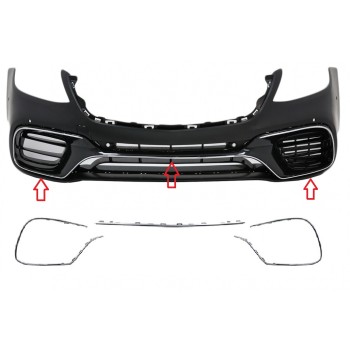 Chrome Parts Trim Strips suitable for Mercedes S-Class W222 (2013-2020) S65 S63 Design bumper