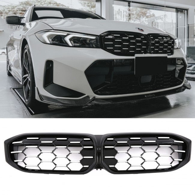 SUITABLE FOR BMW 3 SERIES G20 G21 LCI GRILLE DOUBLE BAR CHROME + BLACK