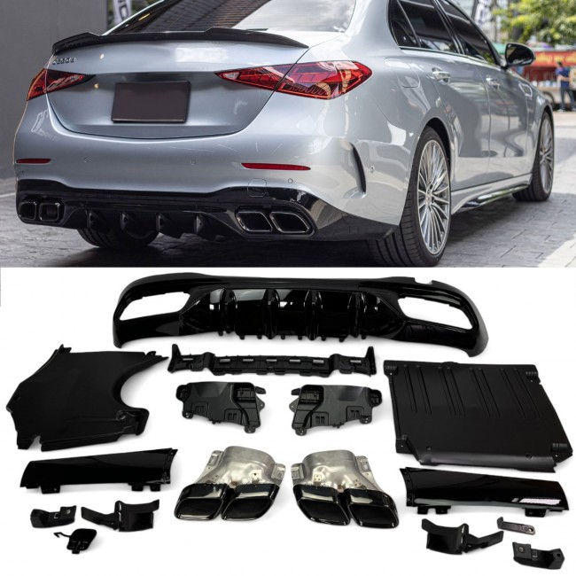 Diffusor + exhaust tips (BLACK) fits for Mercedes W206 S206