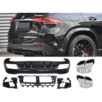 Fits for Mercedes W167 GLE SUV Rear spoiler diffuser + exhaust tips (CHROME) 63 AMG LOOK 