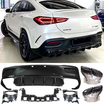 Fits for Mercedes C167 GLE COUPE Rear spoiler diffuser + exhaust tips (BLACK) 