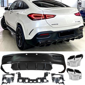 Fits for Mercedes C167 GLE COUPE Rear spoiler diffuser + exhaust tips (CHROME) 