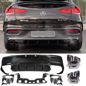 Fits for Mercedes C167 GLE COUPE Rear spoiler diffuser + exhaust tips (CHROME) 53 AMG LOOK 