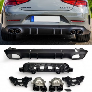 Suitable for Mercedes X257 C257 CLS diffuser + exhaust pieces (BLACK) 