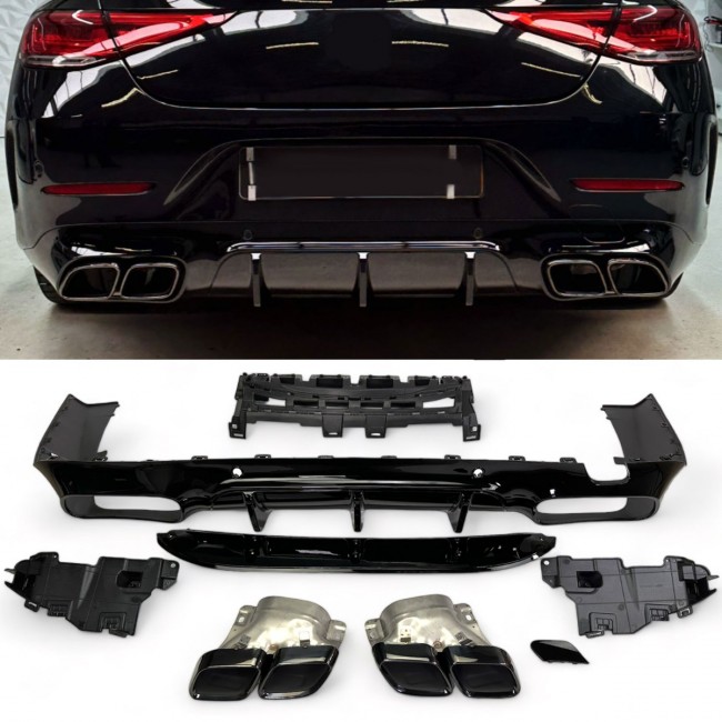 Suitable for Mercedes C257 CLS diffuser + exhaust pieces (BLACK) 