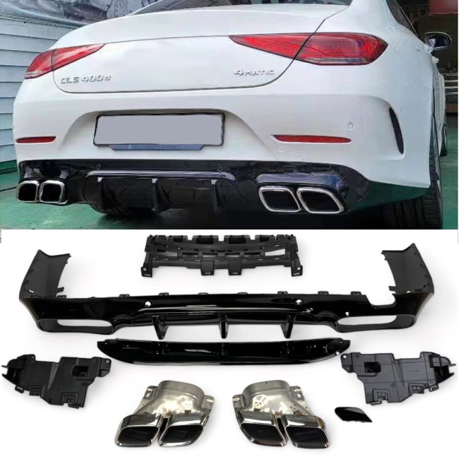 Suitable for Mercedes C257 CLS diffuser + exhaust pieces (CHROME) 