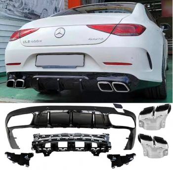 Suitable for Mercedes X257 C257 CLS diffuser + exhaust pieces (CHROME) in CLS 63 AMG design