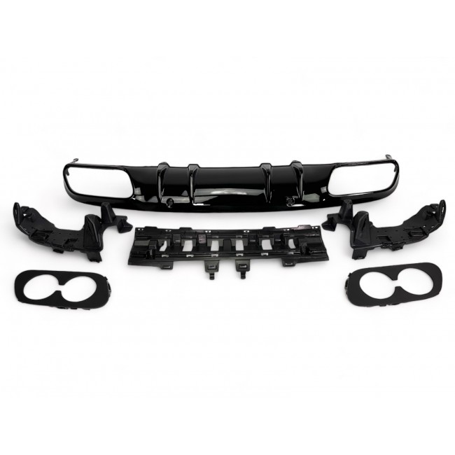 Rear spoiler diffuser + exhaust tips (BLACK) for Mercedes C205 A205