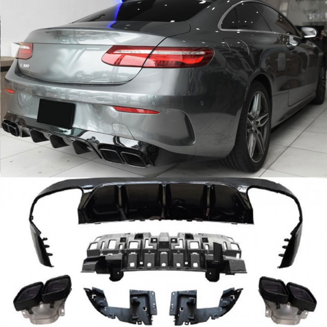 Diffusor + tailpipes (BLACK) Suitable for Mercedes C238 A238 pre-facelift