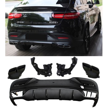 Fits for Mercedes C292 GLE COUPE Rear spoiler diffuser + exhaust tips (BLACK) 