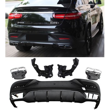 For Mercedes C292 GLE COUPE rear spoiler diffuser + exhaust tips (CHROME) 