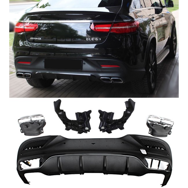 For Mercedes C292 GLE COUPE rear spoiler diffuser + exhaust tips (CHROME) 