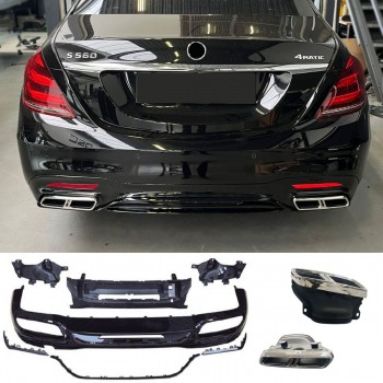 Diffuser + Exhaust pieces (CHROME) for Mercedes S  W222 Facelift