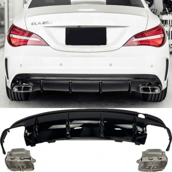 Diffuser + exhaust tips (CHROME) CLA 45 for Mercedes CLA-Class C117 X117