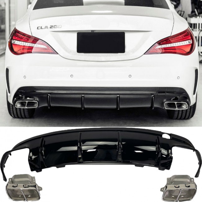 Diffuser + exhaust tips (CHROME) CLA 45 for Mercedes CLA-Class C117 X117