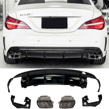 Diffuser + exhaust tips (BLACK) CLA 45 for Mercedes CLA-Class C117 X117