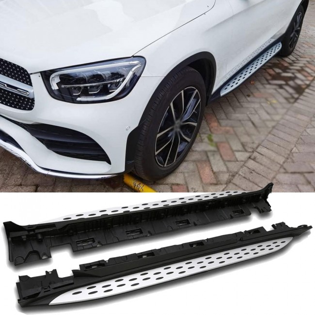 Aluminum running boards with anti-slip nubs - side steps suitable for Mercedes X253 C253 GLC 2015-2022