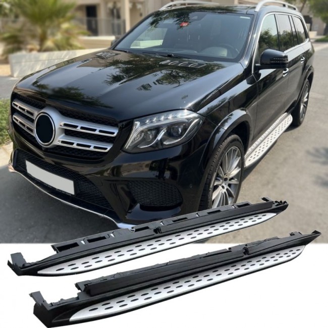 Aluminum running boards with anti-slip nubs - side steps suitable for Mercedes X166 GLS 2016-2019