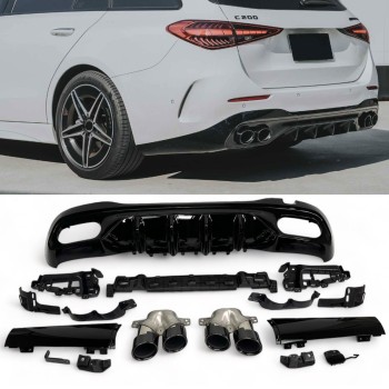 Diffusor + exhaust tips (BLACK) fits for Mercedes W206 S206