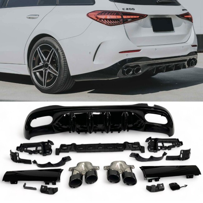 Diffusor + exhaust tips (BLACK) fits for Mercedes W206 S206