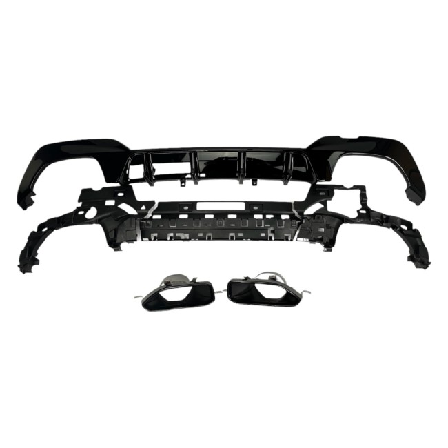 DIFFUSER + EXHAUST PIECES BLACK SUITABLE FOR BMW 3 SERIES G20 / G20 2019-2022 with M package