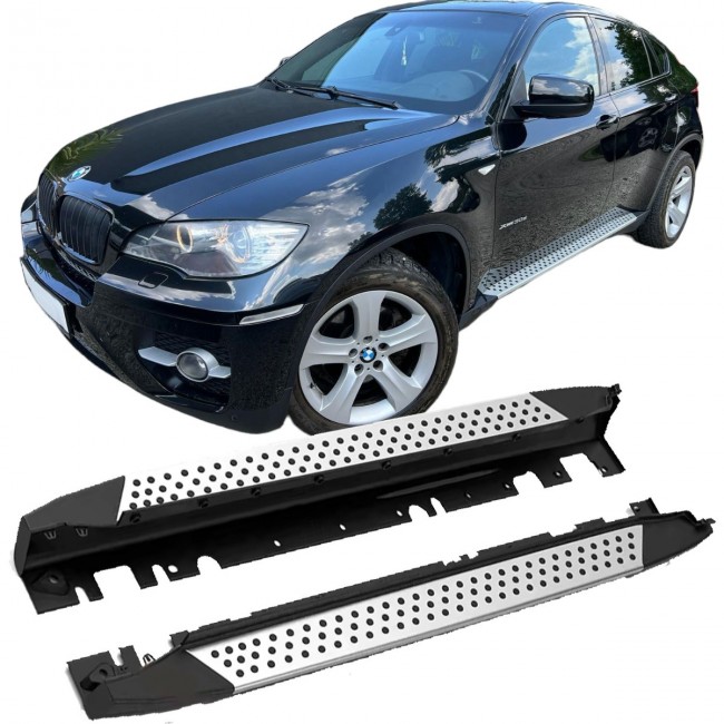 Aluminum running boards with anti-slip rubber strips - Side Steps suitable for BMW X6 E71 2008-2014