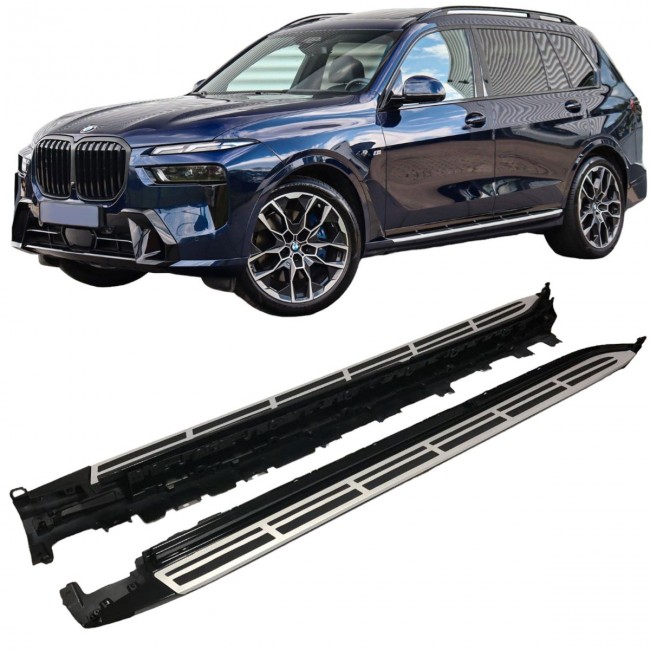 Aluminum running boards with anti-slip rubber strips - Side Steps suitable for BMW X7 G07