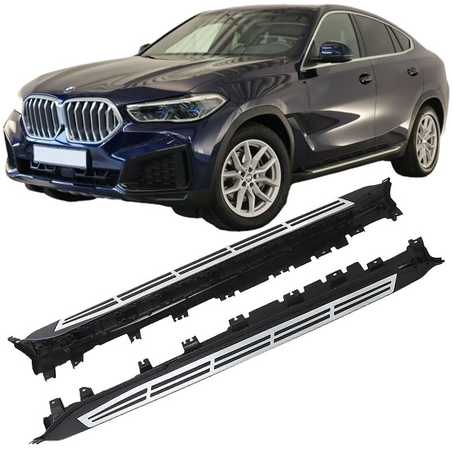 Aluminum running boards with anti-slip rubber strips - Side Steps suitable for BMW X6 G06