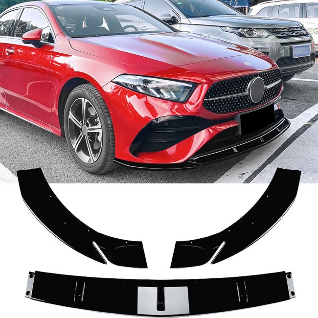 FRONT SPOILER SPOILER BLACK suitable for Mercedes W177 A-Class facelift with AMG-Line